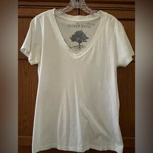 Oliver Rayn White V-Neck Women's Tee